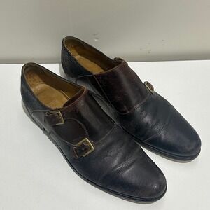Billy Reid Mens Double Monk Strap Shoes Dark Brown‎ Leather Suede Size 11 - READ